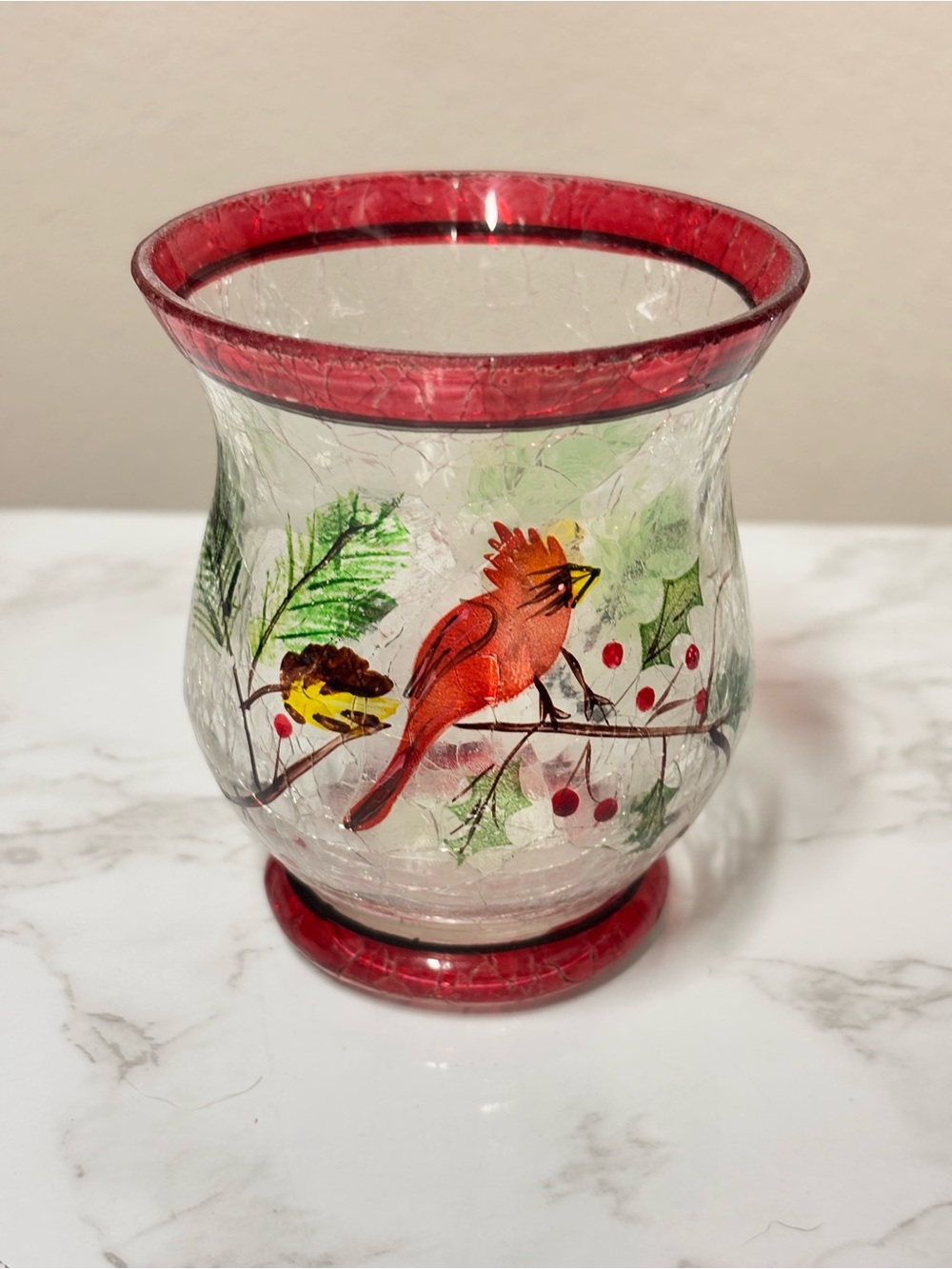 Decorative Cracked Glass Candle Holder